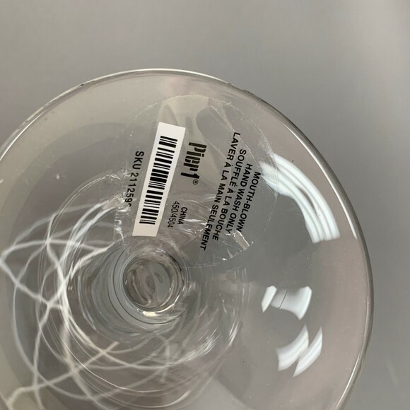 Pier 1 One Clear Stem Wine Glass Mouth Blown 7 3/8" high - Picture 6 of 6